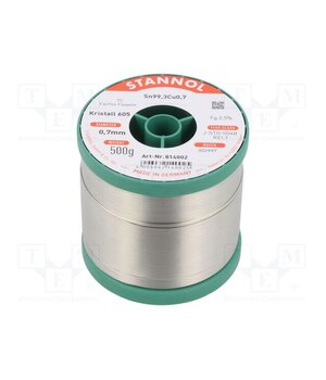 814002 Tin; lead free; Sn99,3Cu0,7; 0.7mm; 500g; reel; 2.5%; Alloy: TC ZopfzPgZcJZPkYPVeoS4Lbh6AoCGRDKnf7oFap4goC8