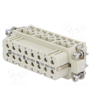 09200162812 Connector: HDC; contact insert; female; 16A; 250V; Han® A; PIN: 16 P95n2nwMxtFwMbqLMPPnfyW6AF6DpzpB3tcfWCSYPhI
