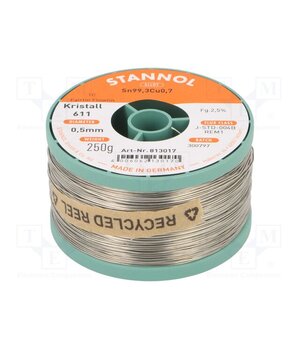 813017 Tin; lead free; Sn99,3Cu0,7; 0.5mm; 250g; reel; 2.5%; Flux: SW26 5YLAoIyHjvBgdxGLRJuMM-xb3eG4bY06MU0QQmOffLU