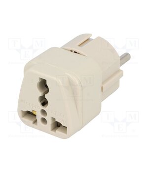 ADAPTER-GERMANY Transition: adapter; 2P+PE; 250VAC; 10A; Type: Uni-Schuko; white qMk_J8sl4LN_iDGXqC2GIs1Tn3eEWaii6RlrA2aIXS0