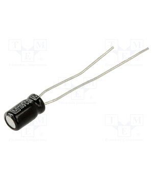 EEAGA1E100H Capacitor: electrolytic; THT; 10uF; 25VDC; Ø4x7mm; Pitch: 2.5mm JUEV3ez6KL5vtC4_lVuwuvdceZInXazerwn5Fh40XcM