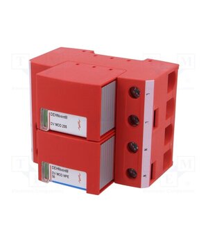 DV M TT 2P 255 Surge arrester; Type 1+2; In 8/20us: 25kA; for DIN rail mounting eqUdnNpq6L9x2KPeEGxKFNx3JP4qrXQnrE795oD2pKw