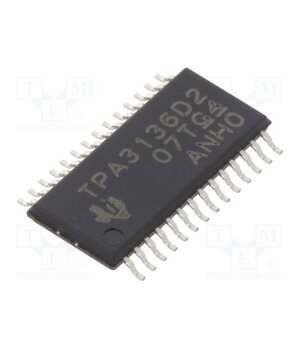 TPA3136D2PWP IC: audio amplifier; Pout: 20W; 4.5÷14.4VDC; Ch: 2; Amp.class: D SXMbvHbpVvgXoA8ytP6oezwKXpBAMwlWRngstKgNUW0