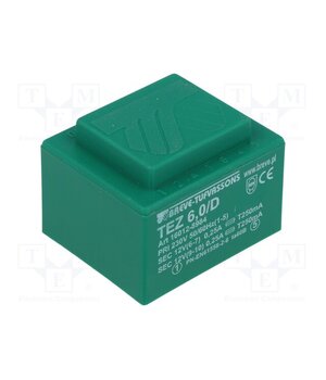 TEZ6/D230/12-12V Transformer: encapsulated; 6VA; 230VAC; 12V; 12V; 250mA; 250mA; PCB WWIdxqQKcpoRiVHcHvGKKMdzhHKFQTsm90ckHEYC9fo