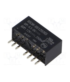 RS3K-0512S/H3 Converter: DC/DC; 3W; Uin: 4.5÷9VDC; Uout: 12VDC; Iout: 250mA; SIP8 74m12e4iJJ_-asoYx-d0Sf0SgpXF3dW5SbrzFHYrYho