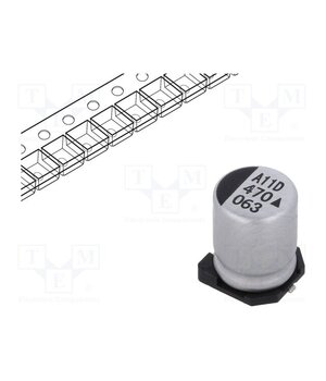 AEA0810470M063R Capacitor: electrolytic; SMD; 47uF; 63VDC; Ø8x10.5mm; 5000h; AEA 7xVcsKxnxqxAhsxaapKoJ1vU9_dhmfHBFFZUZuTX9Ss