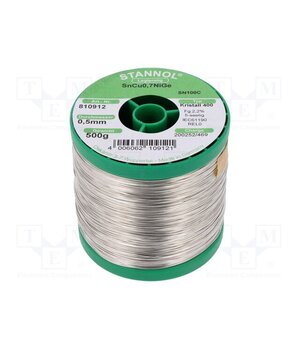 810912 Tin; lead free; Sn99,3Cu0,7+NiGe; 0.5mm; 0.5kg; reel; 227°C ninA4bFwDx9yYMyFxLV5YPRsYsQiWUlObhQhH6q3UhA