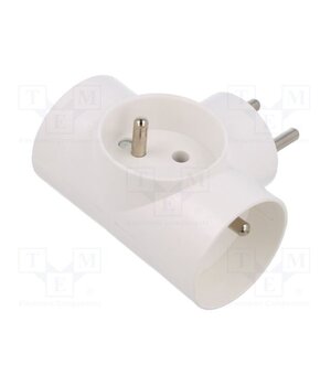 W-99300 Connector: AC supply; splitter; 2P+PE; 250VAC; 16A; white wBCr8A1DMMXyCLSJp-waqTYZ4-la9aiN2heAkpnj4ac