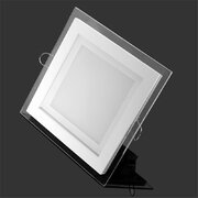 Šviestuvas LED panelė 12W, 230VAC, šiltai balta 2500-3000K,  kvadratinė160x160x35mm, stiklinis apvadas AASL42.jpg