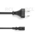 Power Cable  Euro Plug - IEC-320-C7, 3m, Black