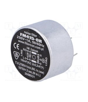 FM415-0R Filter: anti-interference; 250VAC; Cx: 100nF; Cy: 2.2nF; 4mH; THT Q_CF-kioyqKePF3i5DdzwmxuPVTt5qI1_-SaCBCObEQ