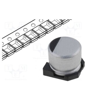 RC1A107M6L005VR Capacitor: electrolytic; SMD; 100uF; 10VDC; Ø6.3x5.3mm; ±20%; 1000h eLD3etdOUKMHCgbaDGCcN4o4FhlFyXO9s6UMtD-FkXw