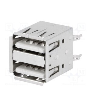 USBA-2GV Connector: USB A; socket; THT; straight; double rTT9-Xcnri5lzldabUhE49PqN5BLqARS249S6oi3wiA
