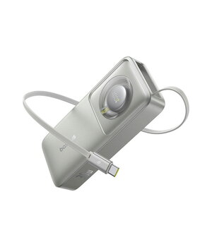 Ārējais akumulators Baseus OS Free2Pull, 10 000 mAh, 30 W PD, ar ievelkamu USB-C kabeli, pelēks BAP10BS+1.jpg