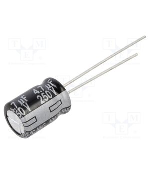 ECA2EHG4R7 Capacitor: electrolytic; THT; 4.7uF; 250VDC; Ø8x11.5mm; ±20%; 2000h 2VbskSHS9ctVinxkEgMW2KHt26oRJivZnLN8sEtKdOI