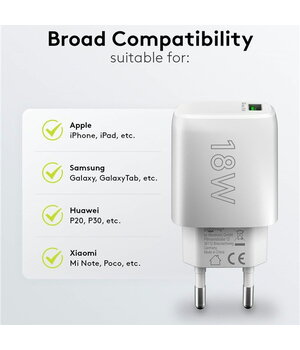 ĮKROVIKLIS USB QC3.0(18W) QC3.0: 5V/3A;9V/2A;12V/1.5A, baltas AIQ18B4+3.jpg