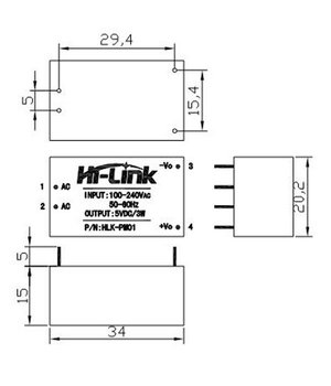 Maitinimo šaltinis HLK-PM01 ~230V > 5V DC 3W modulis korpuse AMM06+2.jpg