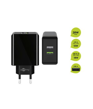 Источник питания 2xUSB QC3.0(28W);  QC3.0: 5V/3A;9V/2A;12V/1.5A, черный AMS0528QC3J+2.jpg