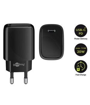 USB-C PD (Power Delivery) Fast charger (20W) black AMS0530USBC_1.jpg