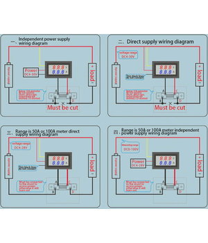 Voltmeter Ammeter 100V, 50A (with shunt),  Blue + Red LED ATMV02S+2.jpg