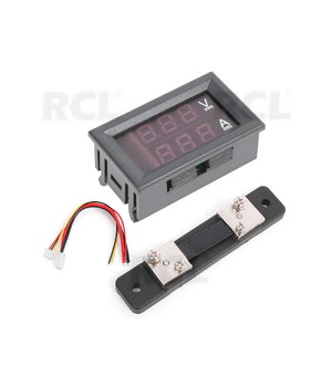 Voltmeter Ammeter 100V, 50A (with shunt),  Blue + Red LED ATMV02S.jpg