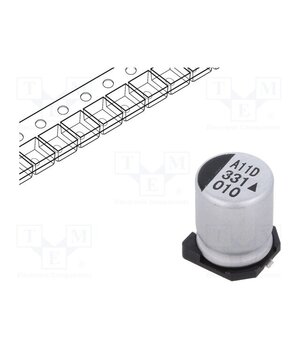 AEA0810331M010R Capacitor: electrolytic; SMD; 330uF; 10VDC; Ø8x10.5mm; 5000h; AEA f1uI0BYrWdSvvgSQPioWlcmO-EjT8EdAUkzf__7WpnQ