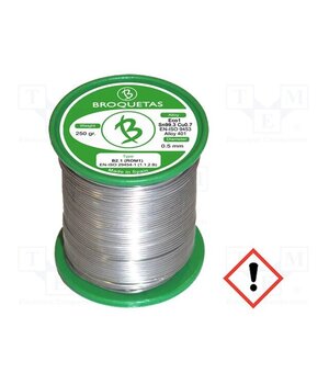 ECO1 B2.1 0,5MM 250GR. Tin; lead free; Sn99,3Cu0,7; 0.5mm; 0.25kg; reel; 220°C; Flux: SW26 RzXZZ5ymnOG5foA6tG41H225-sIN-4zkqQ7WaS6pnME