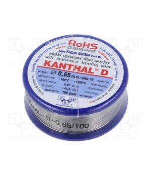030294 100G Resistance wire; 4.07Ω/m; -100÷1300°C; 0.1kg; Øout: 0.65mm; FeCrAl _k7OyAe9ZdBv1NwwaNeN2XX1sgqzqsbAqj7nS2j8smE