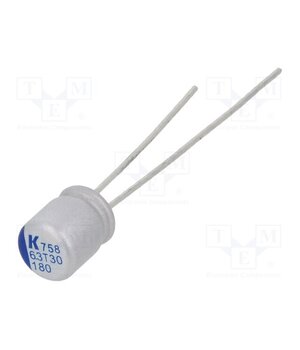 A758BG187M0JAAE018 Capacitor: polymer; low ESR; 180uF; 6.3VDC; THT; ESR: 18mΩ; A758 l5JbSJghhl0edMGNXUiRPXTlQ8b4G7BYYbmw1CmsFmY