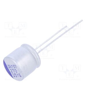 YG1V277M1009MBB Capacitor: hybrid; THT; -55÷125°C; Body dim: Ø10x9.5mm; 270uF; ±20% 0SGg-OCi8tJGWrCCl_LPMGv-bcI0KOwAEeEKw6bbF1Y