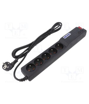 ACAR 504WF 3M Plug socket strip: protective; Sockets: 5; 250VAC; 10A; black rnlHgHcv4RIuxHhQDs0zQAnk-hw8cX6szDdnP9p70FM