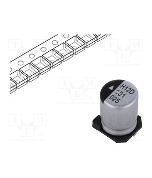 AEH0810101M025R Capacitor: electrolytic; SMD; 100uF; 25VDC; Ø8x10.5mm; 2000h; AEH vLzeqoniQJ3MBRLAcJkKSJXEc_cvY-G46wBpn-g_qdE