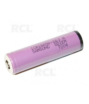 RECHARGEABLE BATTERY Li-On 3.6V 2.6Ah, I=max 10A, Samsung  ICR18650-26J3, 18x65mm BAL1865_26A+0.jpg