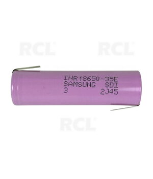 RECHARGEABLE BATTERY Li-Ion 3.6V 3.5Ah, open current: max 13A, Samsung INR18650-35E, "U" soldered contact arrangement BAL1865_35L.jpg