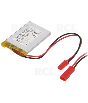 RECHARGEABLE BATTERY Li-Po 3.7V 800mAh 5x34x48mm with JST connector BALP053448.jpg