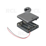 BATTERY HOLDER-ENCLOSURE for 4x AA / 4x R6, Battery with Switch