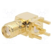 CONSMA002-G Connector: SMA; socket; female; angled 90°; 50Ω; THT; on PCBs; PTFE kqyvtlKGj9pHr_0eA5TRPKRVpOoulZJW5HujwMG1X2E