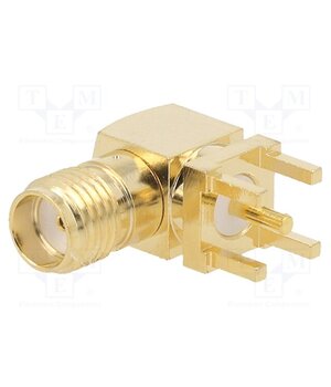 CONSMA002-G Connector: SMA; socket; female; angled 90°; 50Ω; THT; on PCBs; PTFE kqyvtlKGj9pHr_0eA5TRPKRVpOoulZJW5HujwMG1X2E