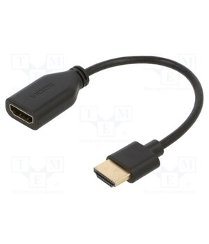 64824 Cable; HDMI socket,HDMI plug; PVC; HDMI 2.0; 0.1m; black; Core: Cu HsAt0MVpazO1L2KmEchP5KNepvWCMnocPMjc6n3Q7DE