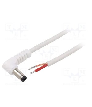 A21-TT-C100-050WH Cable; 1x1mm2; wires,DC 5,5/2,1 plug; angled; white; 0.5m LRGKI000eu89Ho26WkDethv4Qm-Nf9GAfs6NHSHFu5E