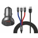 AUTOMOBILINIS ĮKROVIKLIS su 3in1 USB 1.2m kabeliu, 24W, Black & Grey, TZCCBX-0G AIMUSB32.jpg