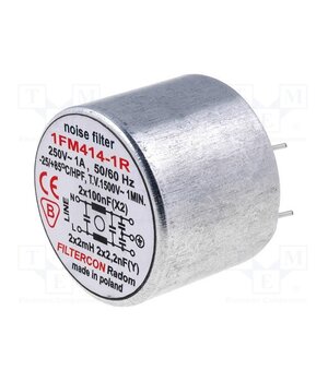 1FM414-1R Filter: anti-interference; 250VAC; Cx: 100nF; Cy: 2.2nF; 2mH; THT 8GviJo3FyXvdy3Cp9XkZKC2MvHmoDFAI2HMNjzQq190