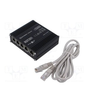 RUT301000000 Router; Number of ports: 5; 9÷30VDC; Kit: power supply; RJ45; RUT BgnYMfGSMd7kGYTQFv3AjiwqAld0mih1SClW6eTx9m8
