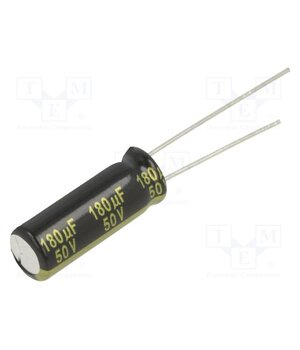 EEUFM1H181L Capacitor: electrolytic; low ESR; THT; 180uF; 50VDC; Ø8x20mm; ±20% TU9Tgp8flUSm-kFwHJZZFEmiVR0Th3M5qzj_BSomMuE