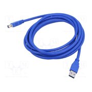 CA-US3E-10CC-0030-B Cable; USB 3.0; USB A socket,USB A plug; gold-plated; 3m; blue; PE jK-GOFZy6dqbfkGtG5p4mMZ0jUqJeSk2xZBPgCIUbh4