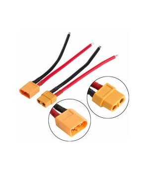 Jungtis XT60 60A komplektas (lizdas + kištukas), Silicon, 65A, su laidais 10cm CJ602L.jpg