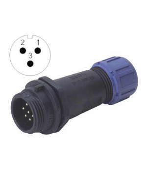 CONNECTOR WEIPU SP1311/P3, 3pin plug for housing/cable ø4÷6.5mm, 13A 250V, IP68 CJP_W1311_K3.jpg