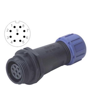 JUNGTIS WEIPU SP1311/S9,  9pin lizdas korpusui/kabeliui ø4÷6.5mm, 3A 250V, IP68 CJP_W1311_L9.jpg