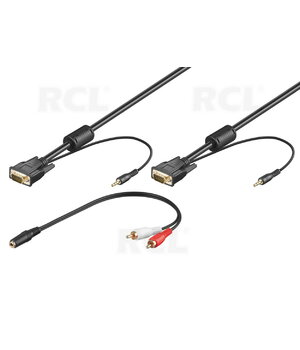 KABELIS MONITORIUI VGA 15M / 15M su papildomu audio laidu 3.5mm stereo, 3m CKAK174_3.jpg