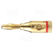 KOLONĖLĖS KIŠTUKAS 4mm 'banan' metalinis Gold, raudonas CKI096R.jpg